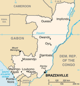 Map of the Republic of the Congo.