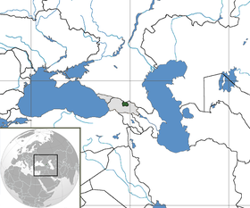 South Ossetia (in green) and Georgia proper (in grey)